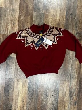 Ralph Lauren Burgundy Fair Isle Turtleneck Sweater